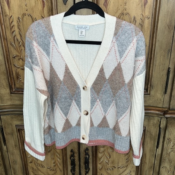 Rachel Zoe Argyle Plaid Cardigan - Picture 2 of 8